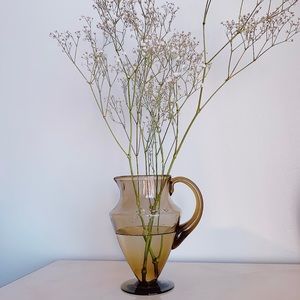 SOLD- Tinted Black Glass Pitcher Vase